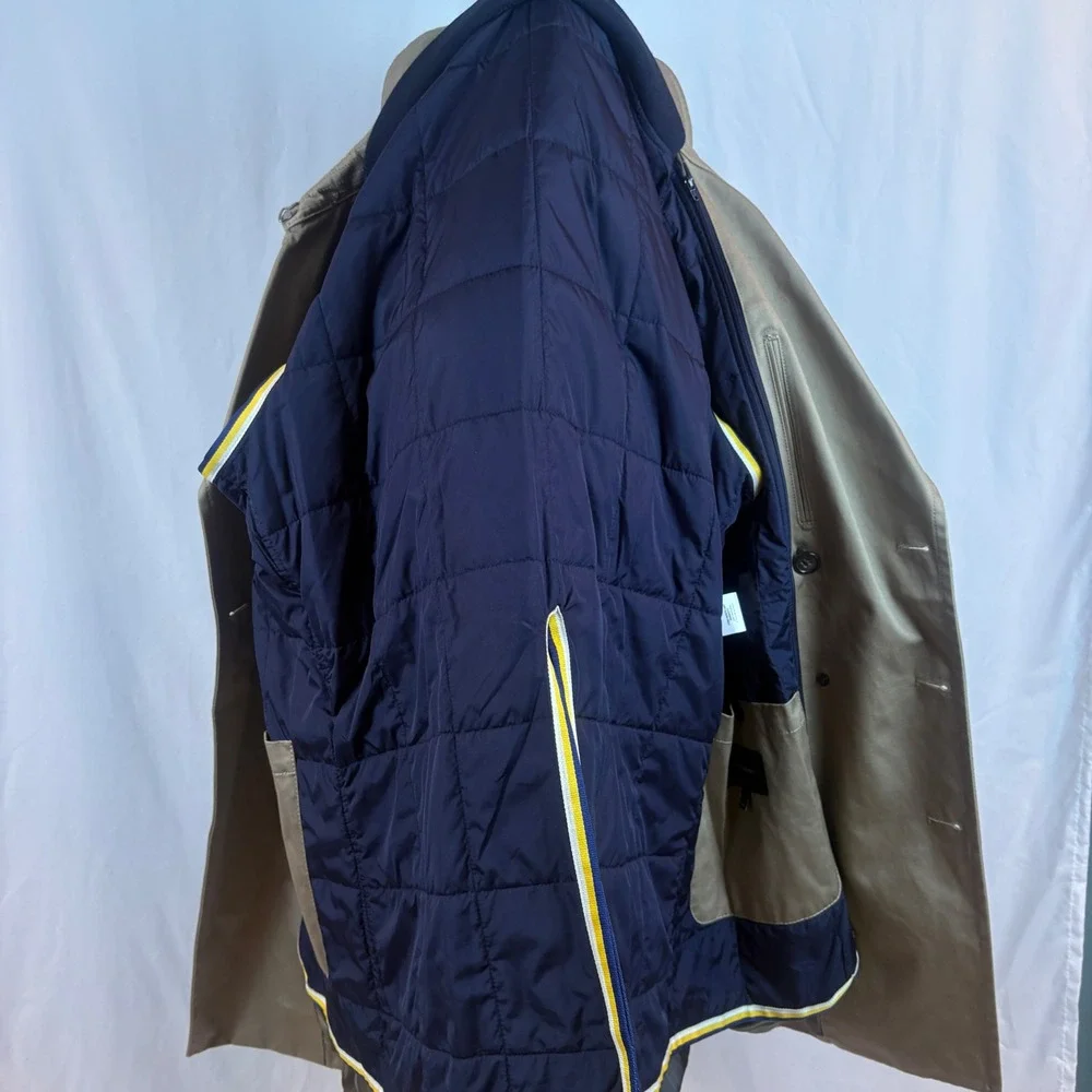 Banana Republic Mens Khaki Double Breasted Trench Coat Removable Liner SPR14 XL